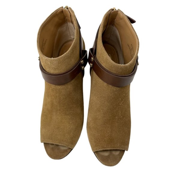 Vince Camuto Signature Women's Nikoletta Brown Suede Peep Toe Booties Size 7.5M - Picture 2 of 8